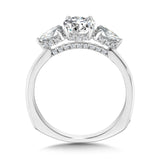 Oval-Cut & Pear-Accented 3-Stone Hidden Halo Engagement Ring W/ Diamond Arch Undergallery