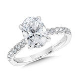 Oval-Cut Straight Hidden Halo Diamond Engagement Ring