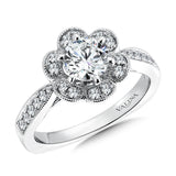 Floral Shape Halo Diamond Engagement Ring