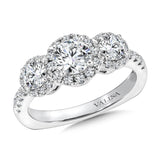 Three stone halo Engagement Ring