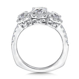 Three Stone Halo Engagement Ring