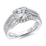 Cushion-Shaped Halo Split Shank Diamond Engagement Ring