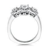 3-Stone Halo Style Engagement Ring