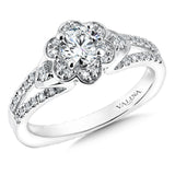 Floral Shape Halo Diamond Engagement Ring