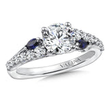 Diamond and Blue Sapphire Engagement Ring