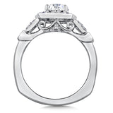 Diamond And Blue Sapphire Halo Engagement Ring