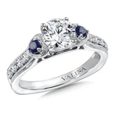 Diamond & Blue Sapphire Engagement Ring