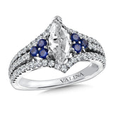 Diamond & Blue Sapphire Engagement Ring