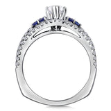 Diamond & Blue Sapphire Engagement Ring