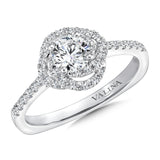 Floral Shaped Halo Diamond Engagement Ring