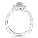 Floral Shaped Halo Diamond Engagement Ring