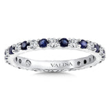 Diamond and Sapphire Valina Eternity Band in 14K White Gold