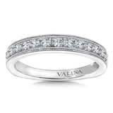 True fit matching diamond wedding band and a beautiful reminder of that special day for years to come.