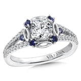 Diamond And Blue Sapphire Halo Engagement Ring