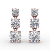 Dazzling Three Diamond Drop Earrings