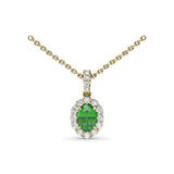 Emerald and Diamond Halo Necklace