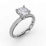 Classic Solitaire Engagement Ring With Seamless PavÃ© Band