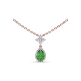 Emerald and Diamond Teardrop Necklace