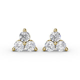 Diamond Cluster Triangle Stud Earrings