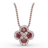 Flower Ruby and Diamond Pendant