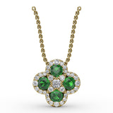 Flower Emerald and Diamond Pendant