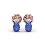 Oval Sapphire and Diamond Stud Earrings