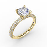 Classic Solitaire Engagement Ring With Flawless PavÃ© Band