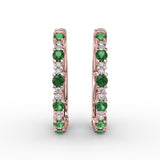 Precious Emerald and Diamond Hoop Earrings