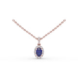 Sapphire and Diamond Halo Necklace