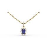 Sapphire and Diamond Halo Necklace