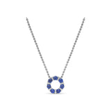 Shared Prong Sapphire and Diamond Circle Necklace