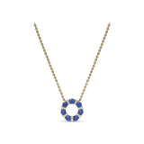 Shared Prong Sapphire and Diamond Circle Necklace