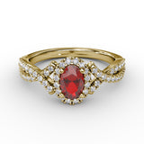 Swirls of Love Ruby and Diamond Twist Ring