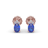 Oval Sapphire and Diamond Stud Earrings