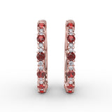 Precious Ruby and Diamond Hoop Earrings