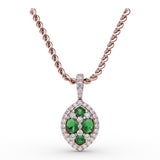 Marquise Emerald and Diamond Pendant