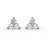 Diamond Cluster Triangle Stud Earrings