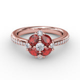 Floral Ruby and Diamond Ring