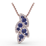 Glam Galore Sapphire and Diamond Leaf Pendant