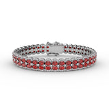 Double Oval Ruby and Diamond Bracelet