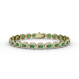 Striking Oval Emerald and Diamond Bracelet