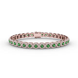 Cushion Cut Emerald and Diamond Bracelet