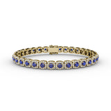 Cushion Cut Sapphire and Diamond Bracelet