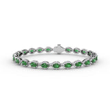 Pear-Shaped Diamond & Emerald Bracelet