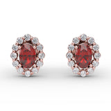 Halo Ruby and Diamond Stud Earrings