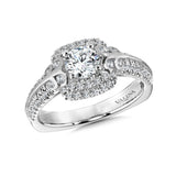 Cushion shape double halo Engagement Ring