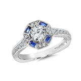 Vintage Diamond and Sapphire Halo Engagement Ring