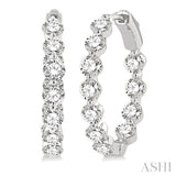 Inside-Out Single Shared Prong Diamond Round Hoop Earrings