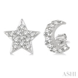 Star & Moon Petite Diamond Fashion Earrings