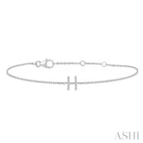 1/20 ctw Initial 'H' Round Cut Diamond Bracelet in 10K White Gold